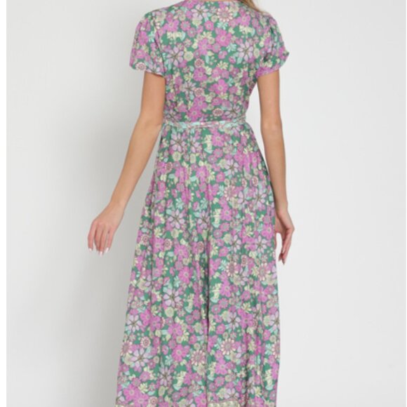 273. Short sleeve border print wrap maxi dress - Picture 3 of 5